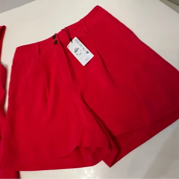 NWT Primark Linen Shorts set vest shirt Red Sleeveless - Picture 6 of 12